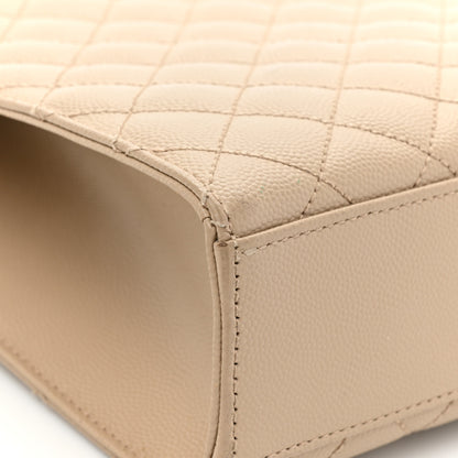 Saint Laurent Grain De Poudre Mixed Matelasse Large Triquilt Monogram Satchel Dark Beige 13 of 15