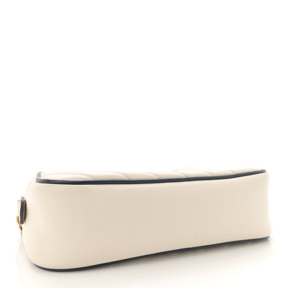 Gucci Vintage Effect Calfskin Matelasse Diagonal Small Torchon GG Marmont Chain Shoulder Bag Mystic White Blue Agata 4 of 15