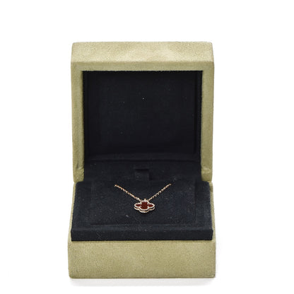 Van Cleef & Arpels 18K Rose Gold Carnelian Sweet Alhambra Pendant Necklace 7 of 7