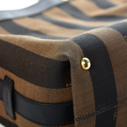 Fendi Pequin Cuoio Vegetale Shoulder Tote Tobacco Black Cuoio 9 of 14