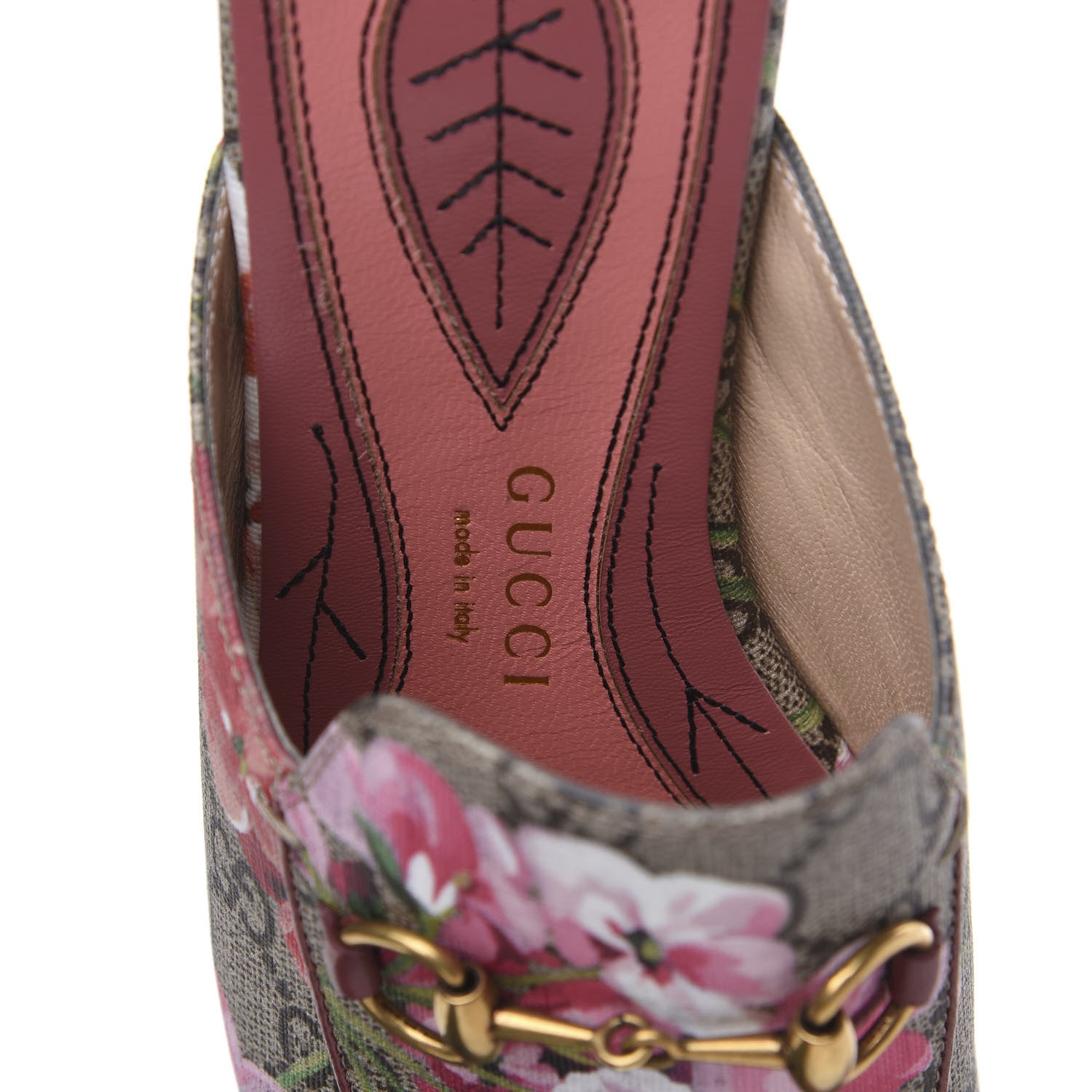 Gucci GG Supreme Monogram Blooms Womens Princetown Slippers 37 Beige Multicolor Dry Rose 6 of 9