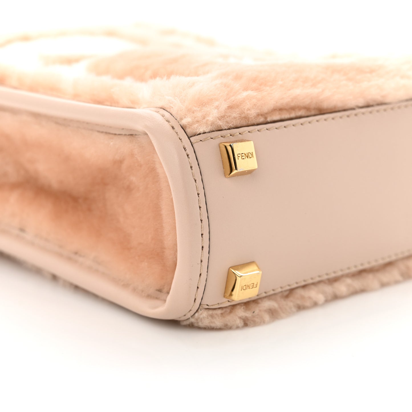 Shearling Plexiglass FF Mini Fendi Sunshine Shopper Soap White