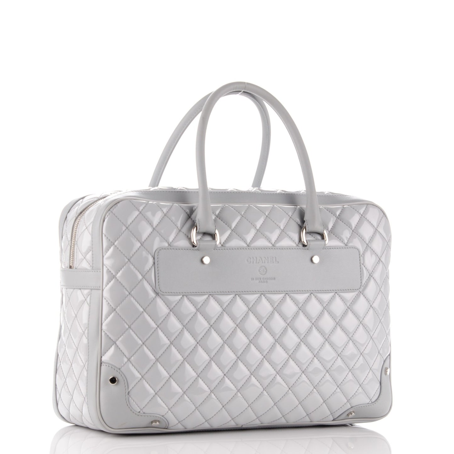 Vinyl Calfskin Viaggio Travel Bag Light Grey