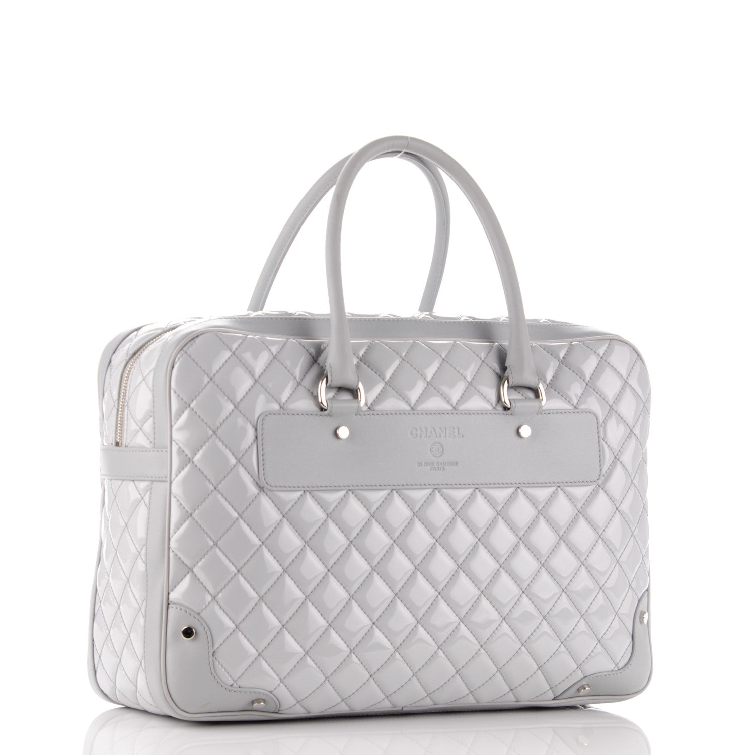Chanel Vinyl Calfskin Viaggio Travel Bag Light Grey 2 of 11