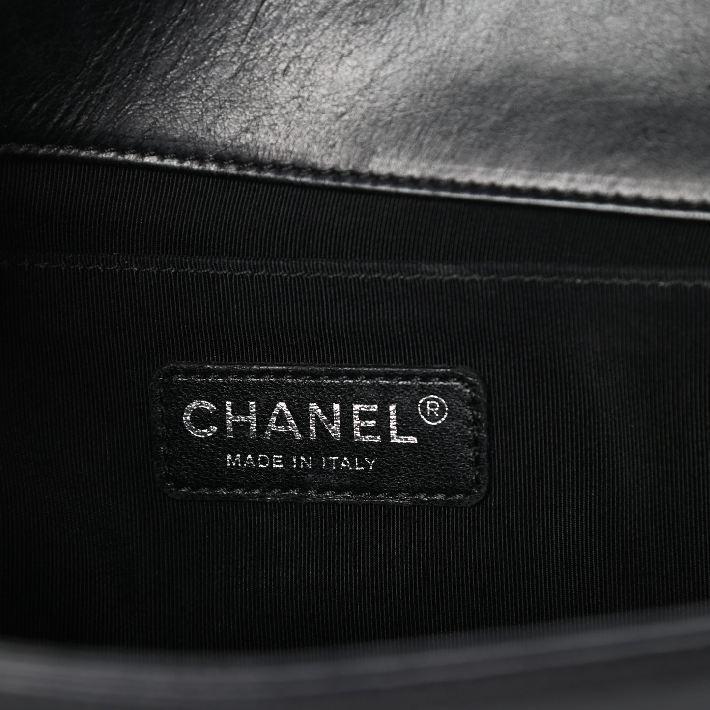 Calfskin Double Stitch Medium Boy Flap Black