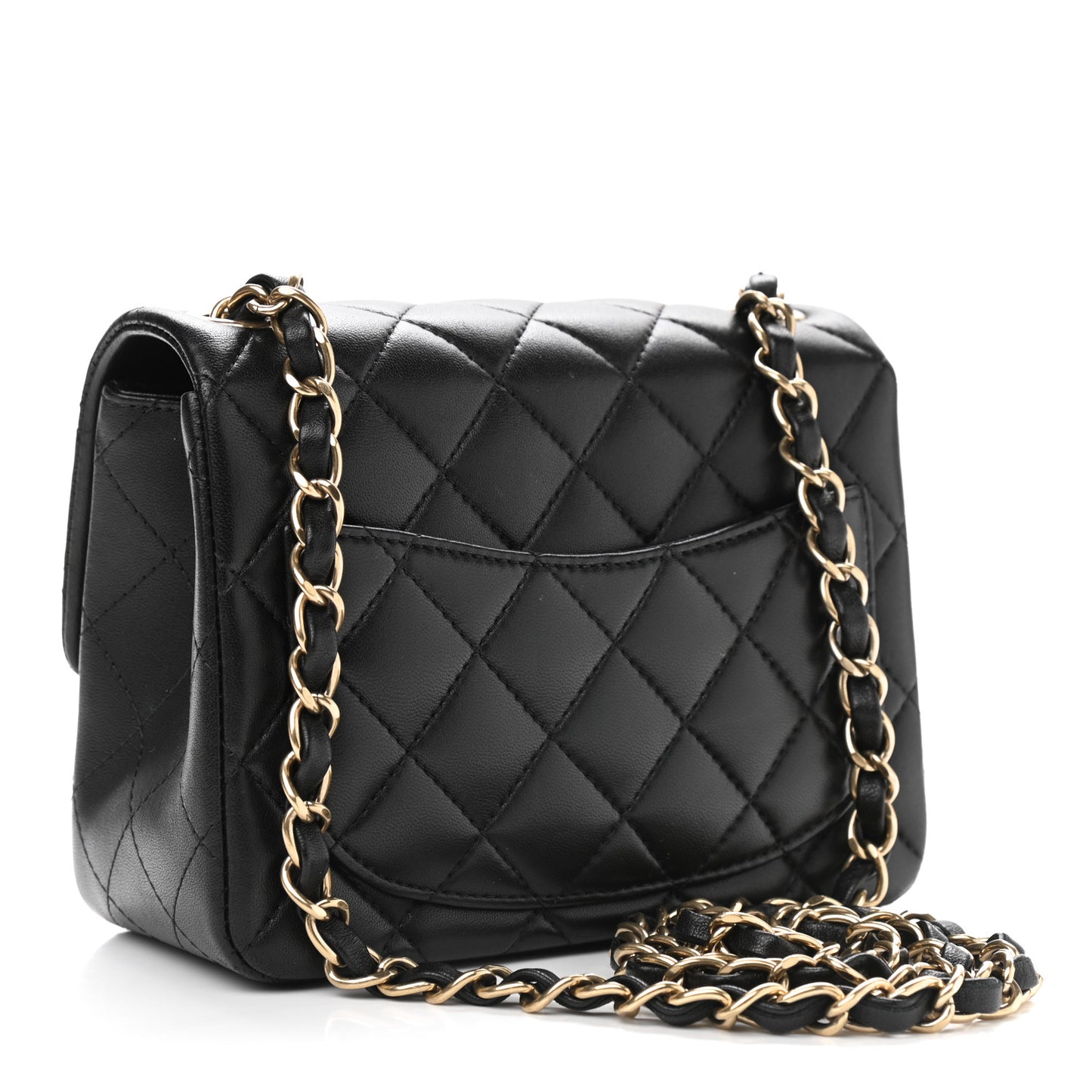 Lambskin Quilted Mini Square Flap Black