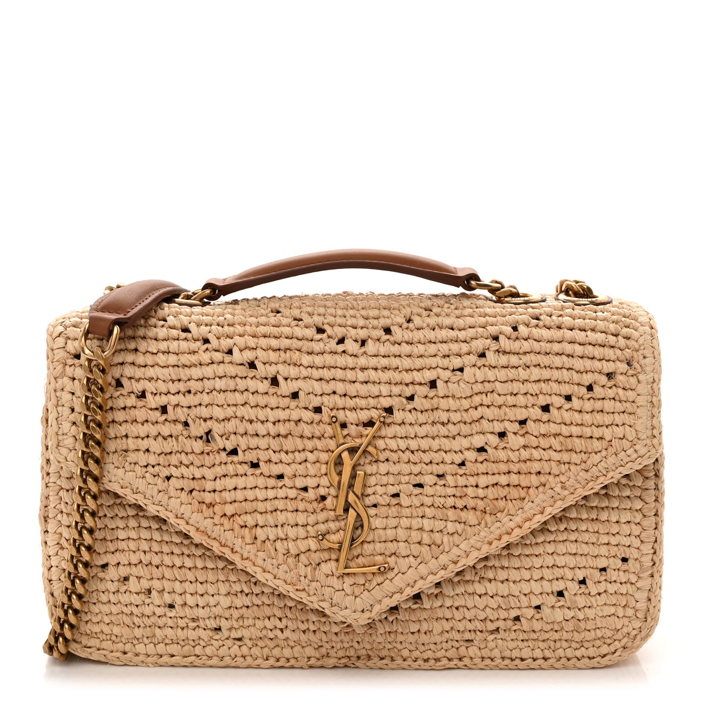 Raffia Monogram Small Loulou Monogram Chain Satchel Natural