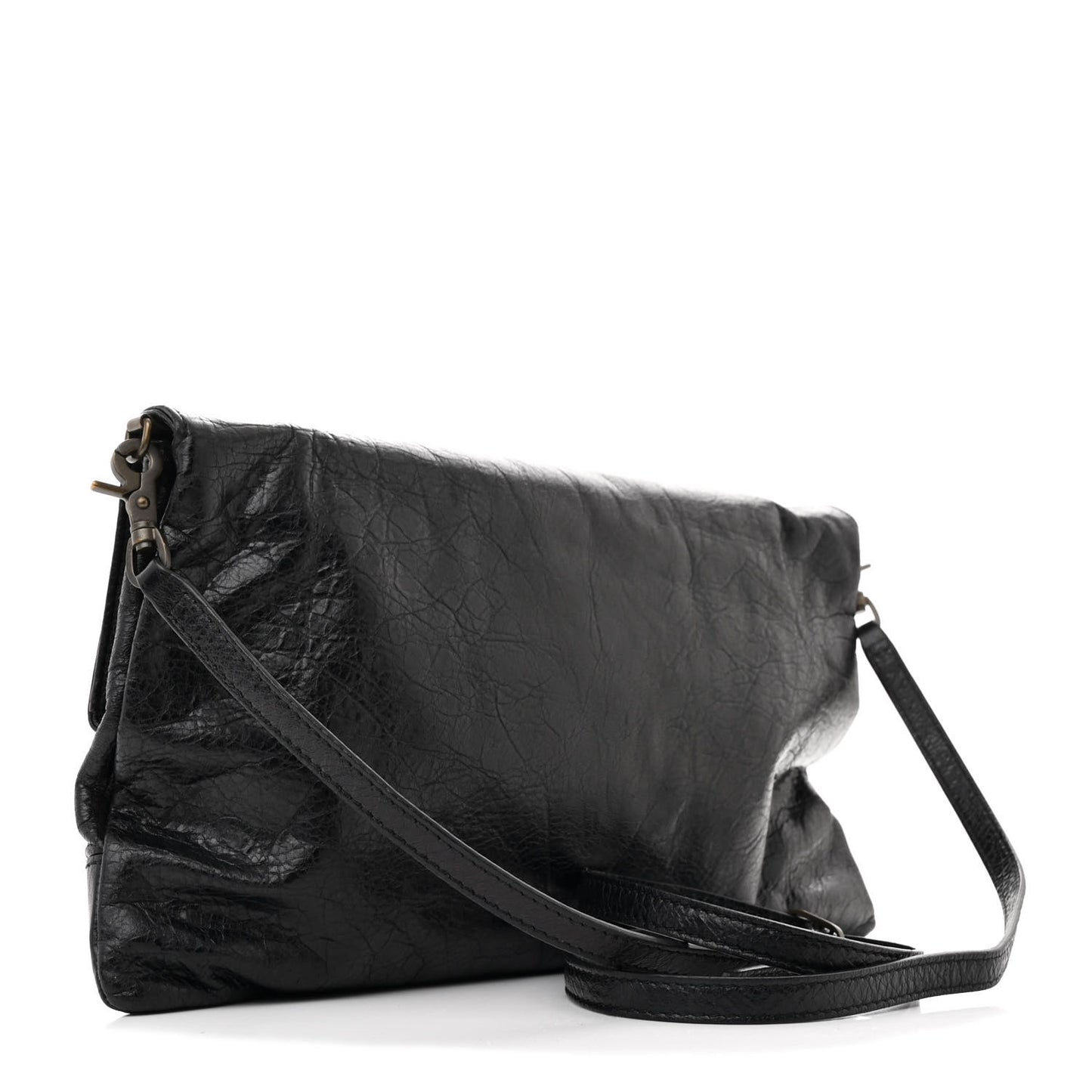 Agneau Classic Hardware Envelope Strap Clutch Black