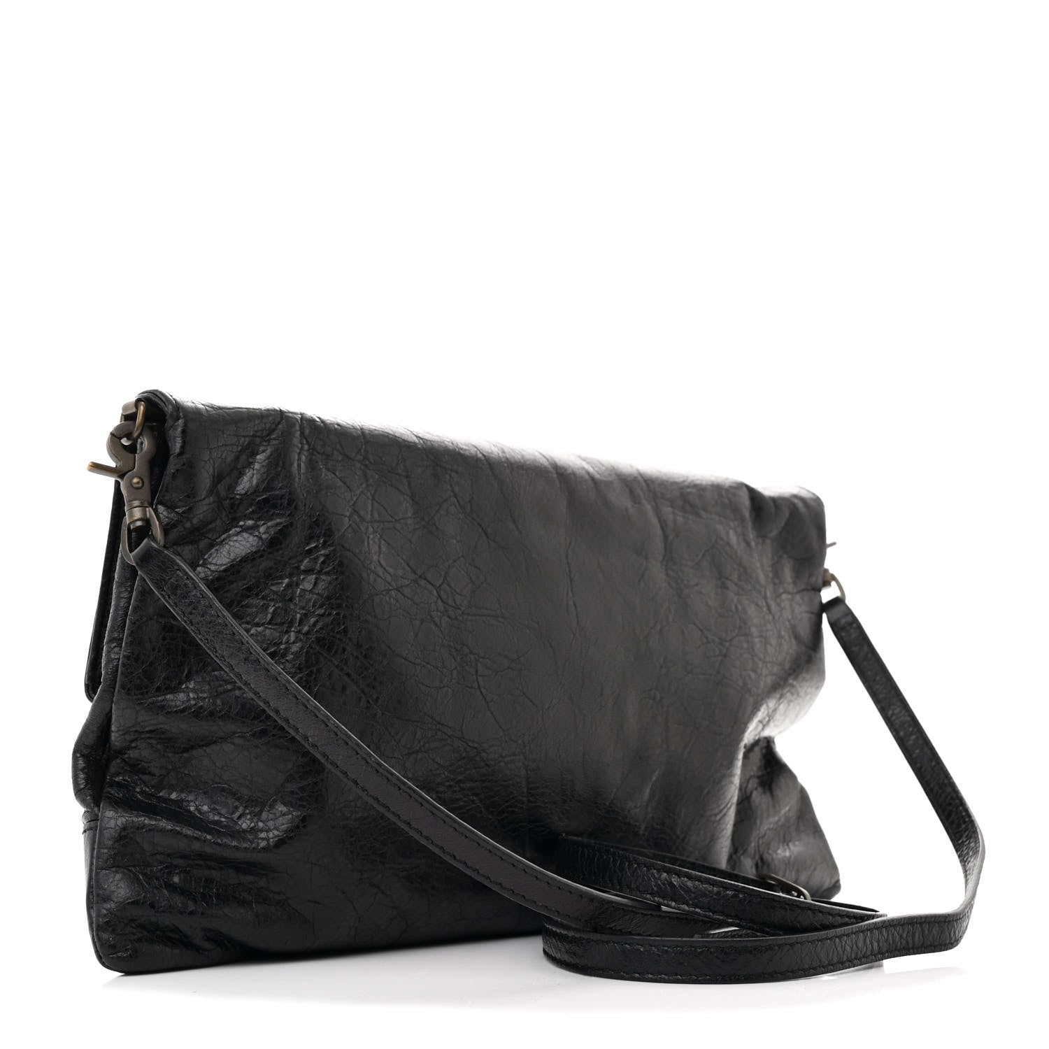 Balenciaga Agneau Classic Hardware Envelope Strap Clutch Black 4 of 11
