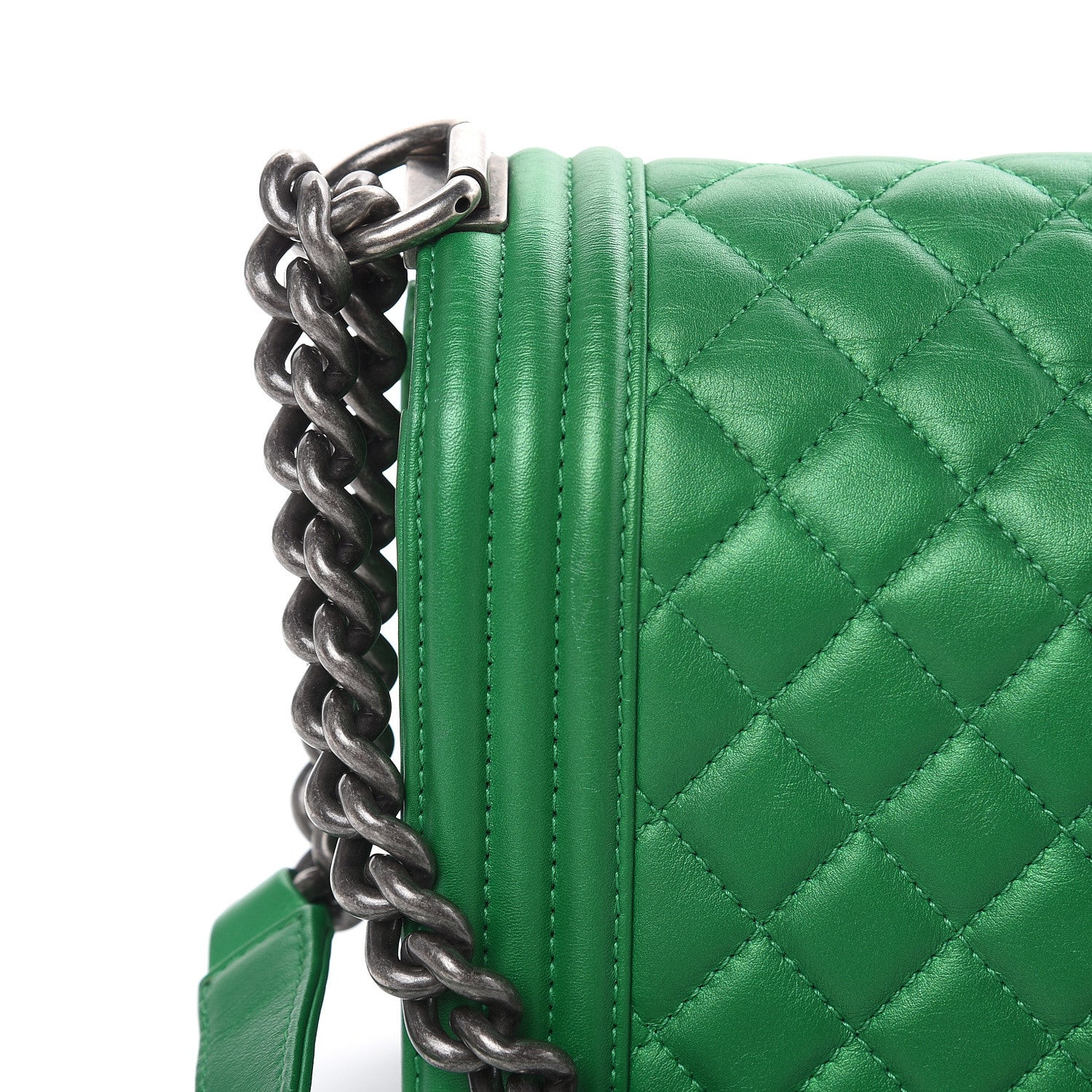 Chanel Metallic Calfskin Quilted Medium Boy Flap Green 9 of 17