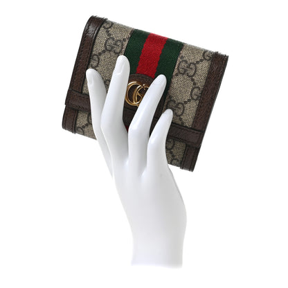 Gucci GG Supreme Monogram Web Ophidia French Flap Wallet Beige New Acero 2 of 6