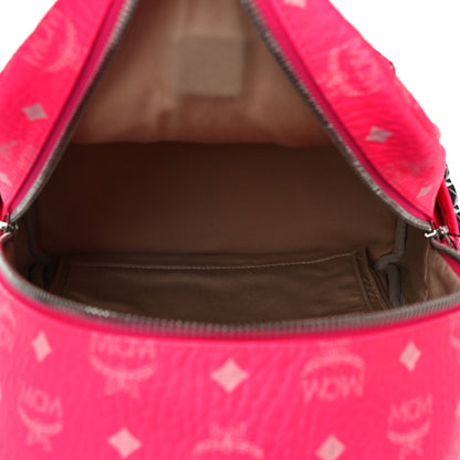 MCM Visetos Small Side Stud Stark Backpack Neon Pink 4 of 9
