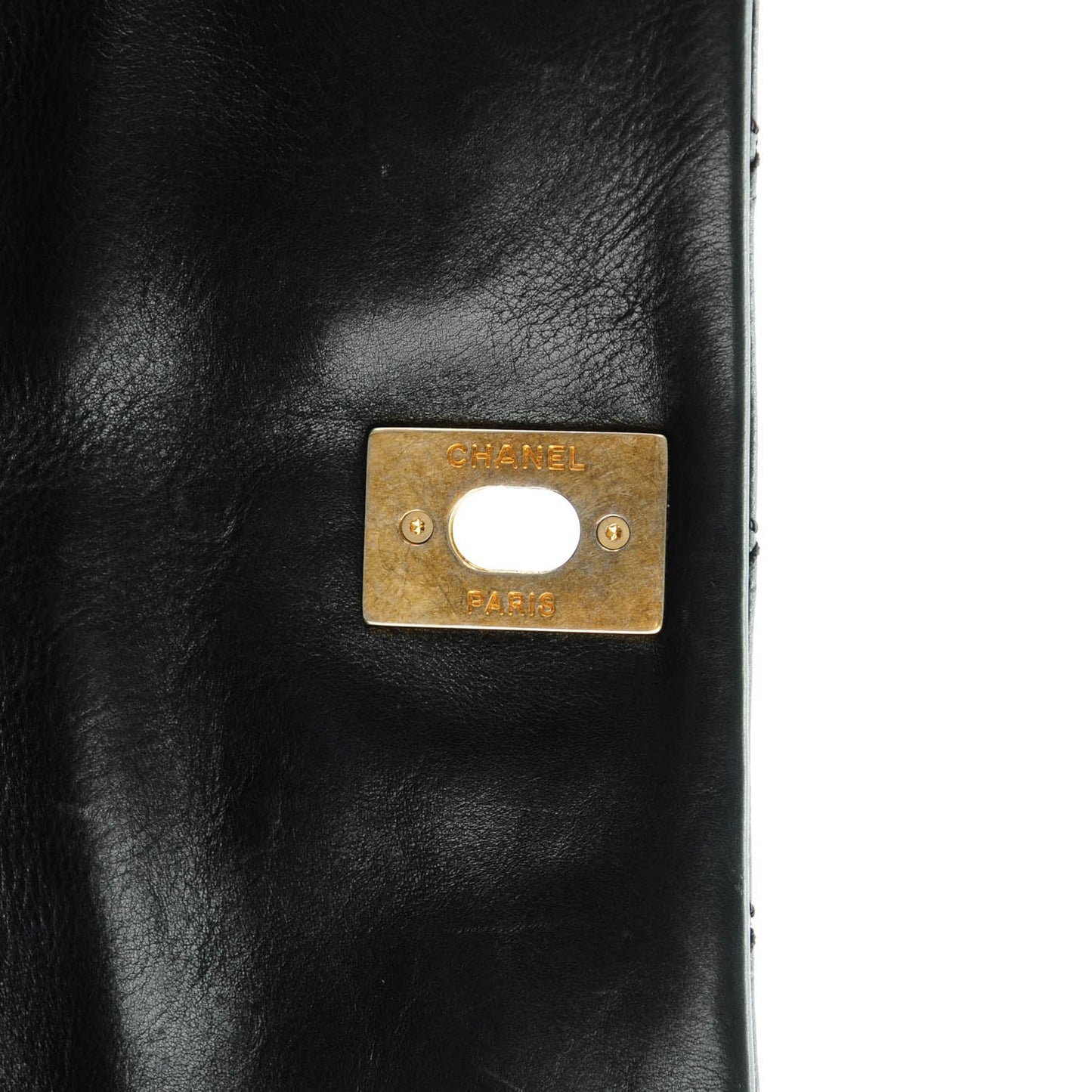 Calfskin Quilted Retro Chain Flap Black