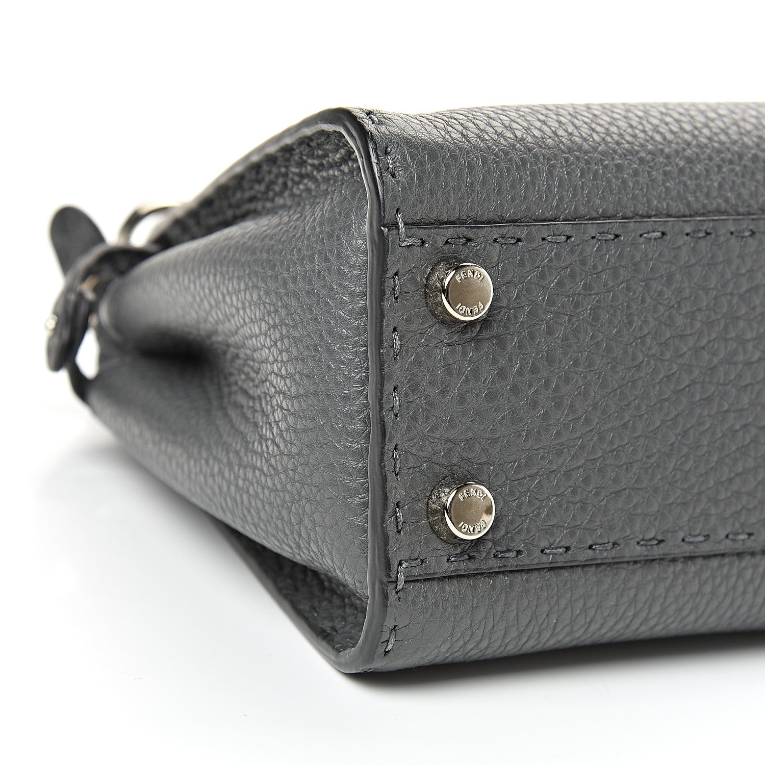 Fendi Cuoio Romano Selleria Bi-Color Mini Peekaboo Iconic Satchel Asfalto Latte 10 of 12