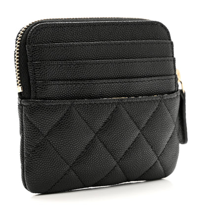 Chanel Caviar Quilted Zip Card Holder Wallet Black 3 of 8