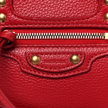 Balenciaga Grained Calfskin Neo Classic Gold Hardware Nano City Crossbody Medium Red 9 of 10