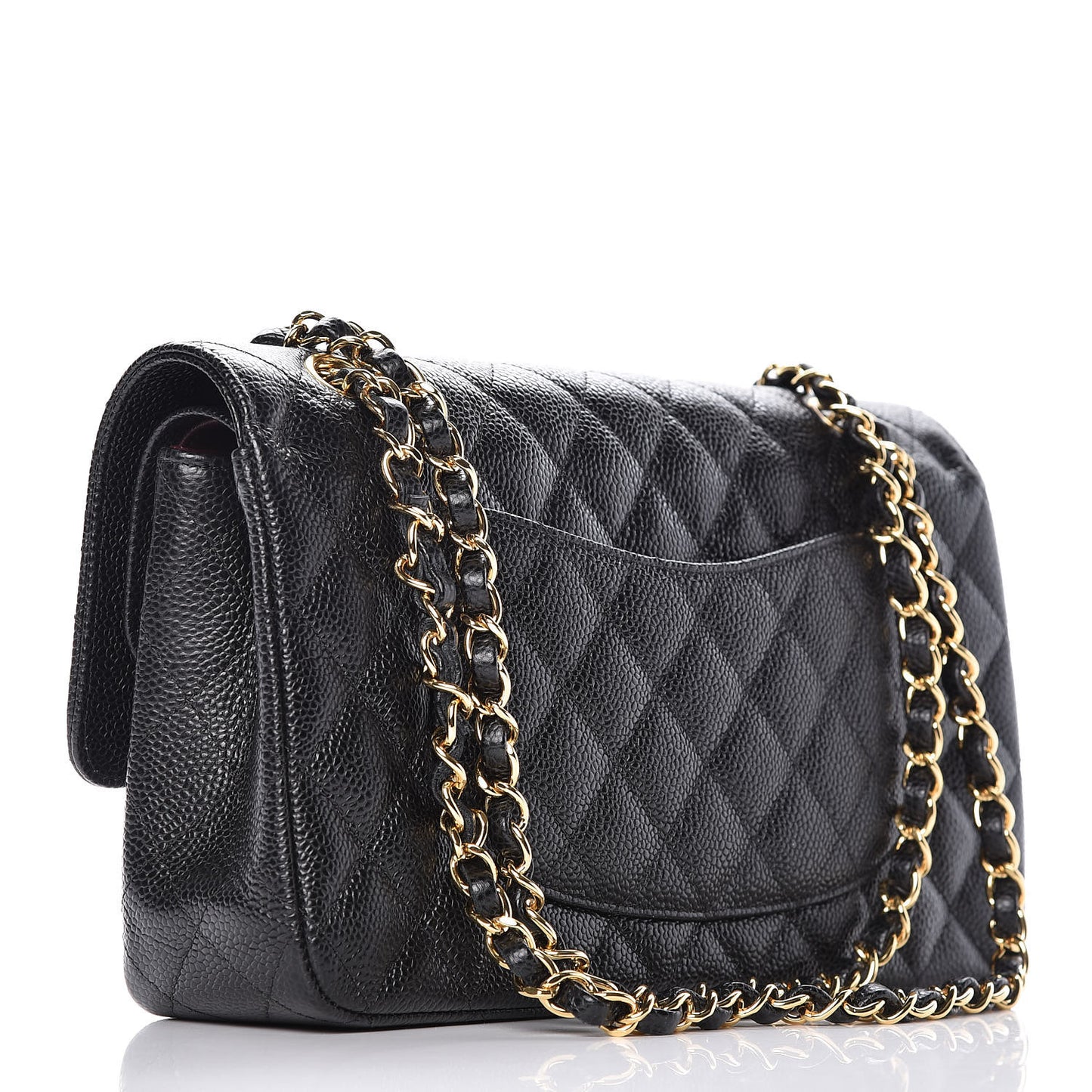 Caviar Quilted Medium Double Flap Black