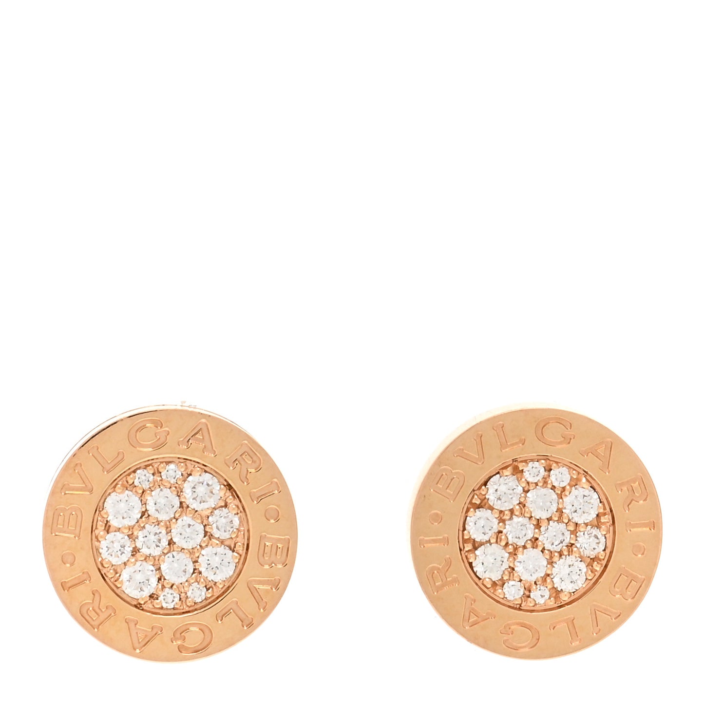 18K Rose Gold Diamond BVLGARI BVLGARI Stud Earrings
