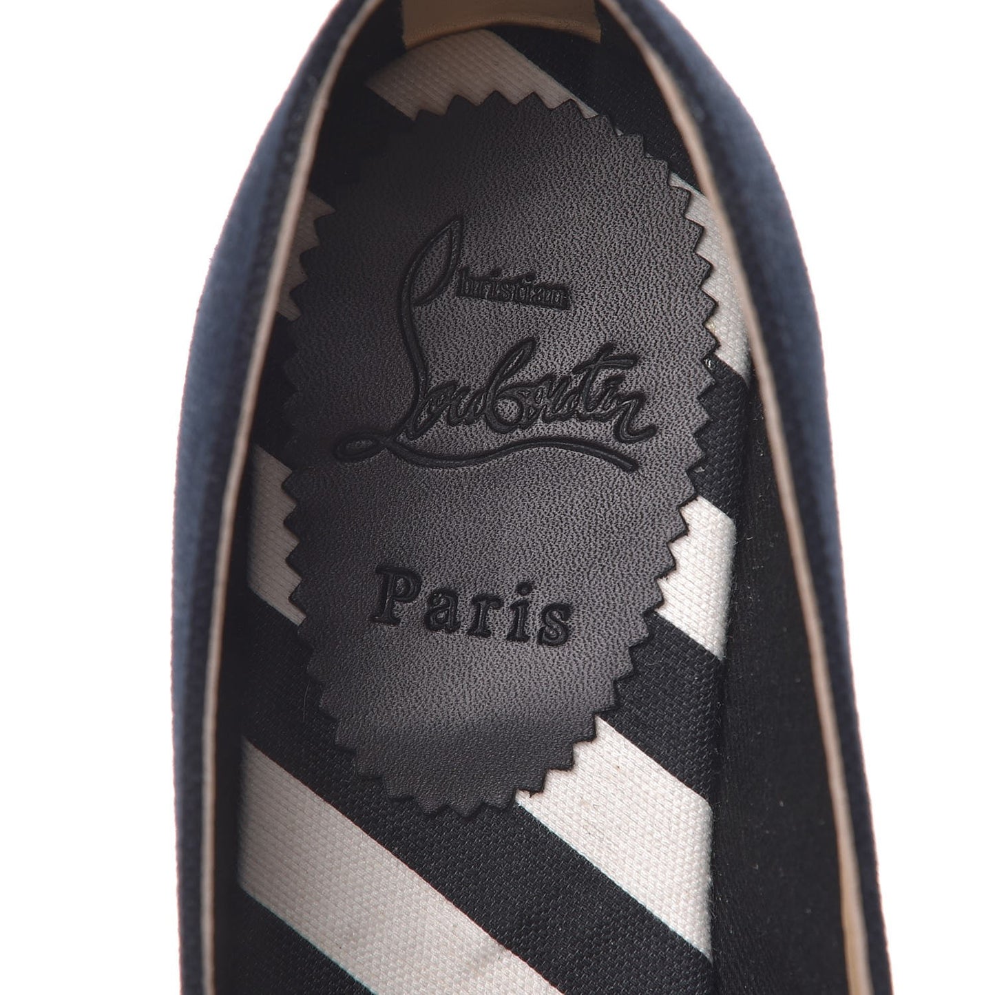 CHRISTIAN LOUBOUTIN Canvas Lougalia Appliquéd Cario Loubi Flat Espadrilles 38 Version Blue
