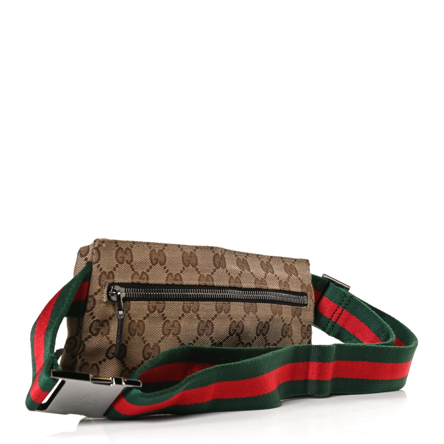 Gucci GG Monogram Web Double Pocket Belt Bag Dark Brown 2 of 10