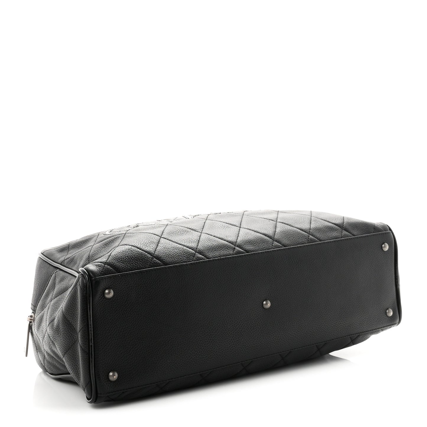 Caviar Patent Quilted Large Bowler Black
