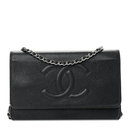 Chanel Caviar Timeless CC Wallet On Chain WOC Black 1 of 10