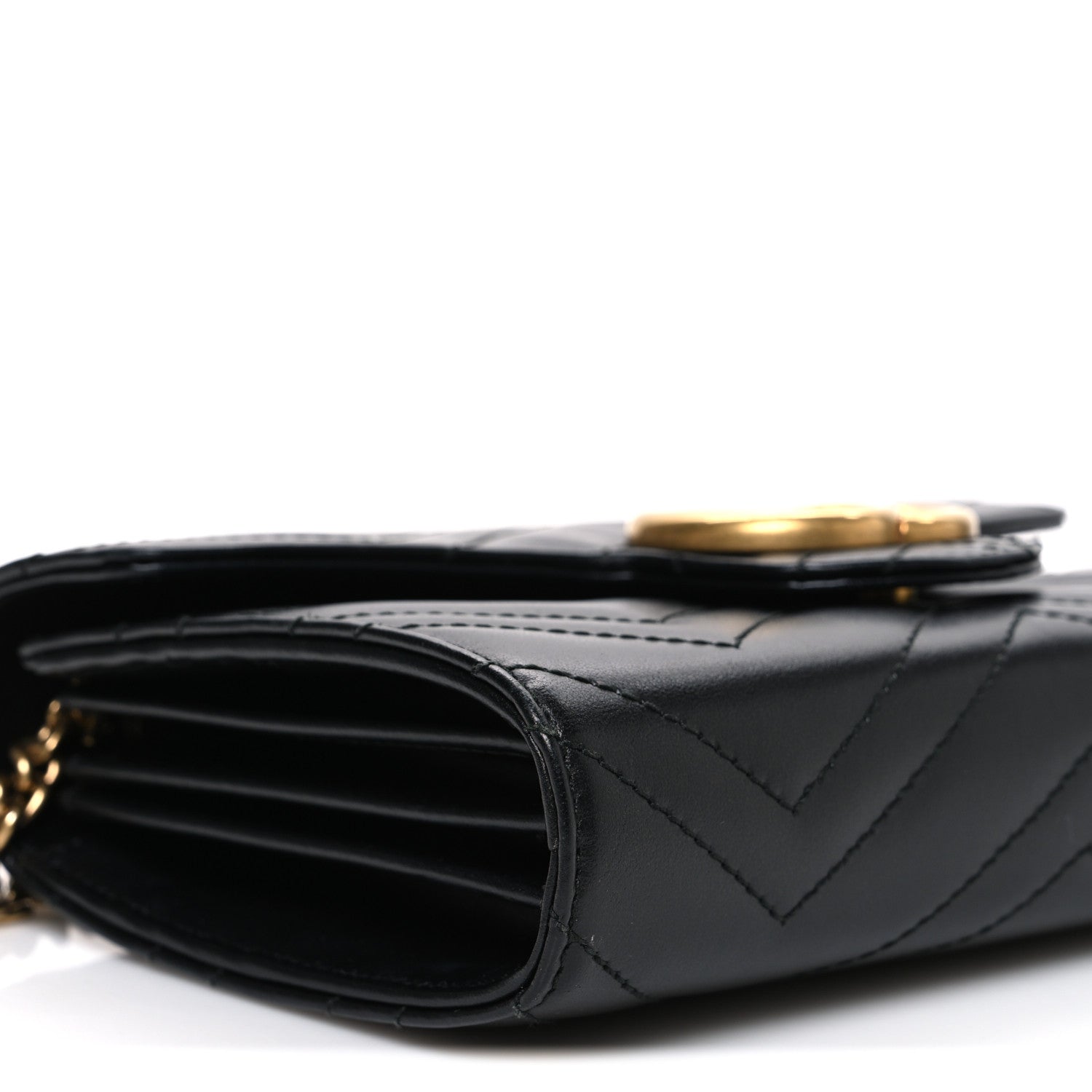 Gucci Calfskin Matelasse GG Marmont Chain Wallet Black 9 of 10
