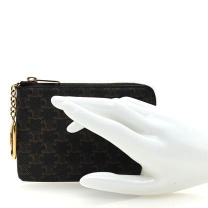 Celine Triomphe Canvas Coin and Card Pouch With Hook Black 2 of 6