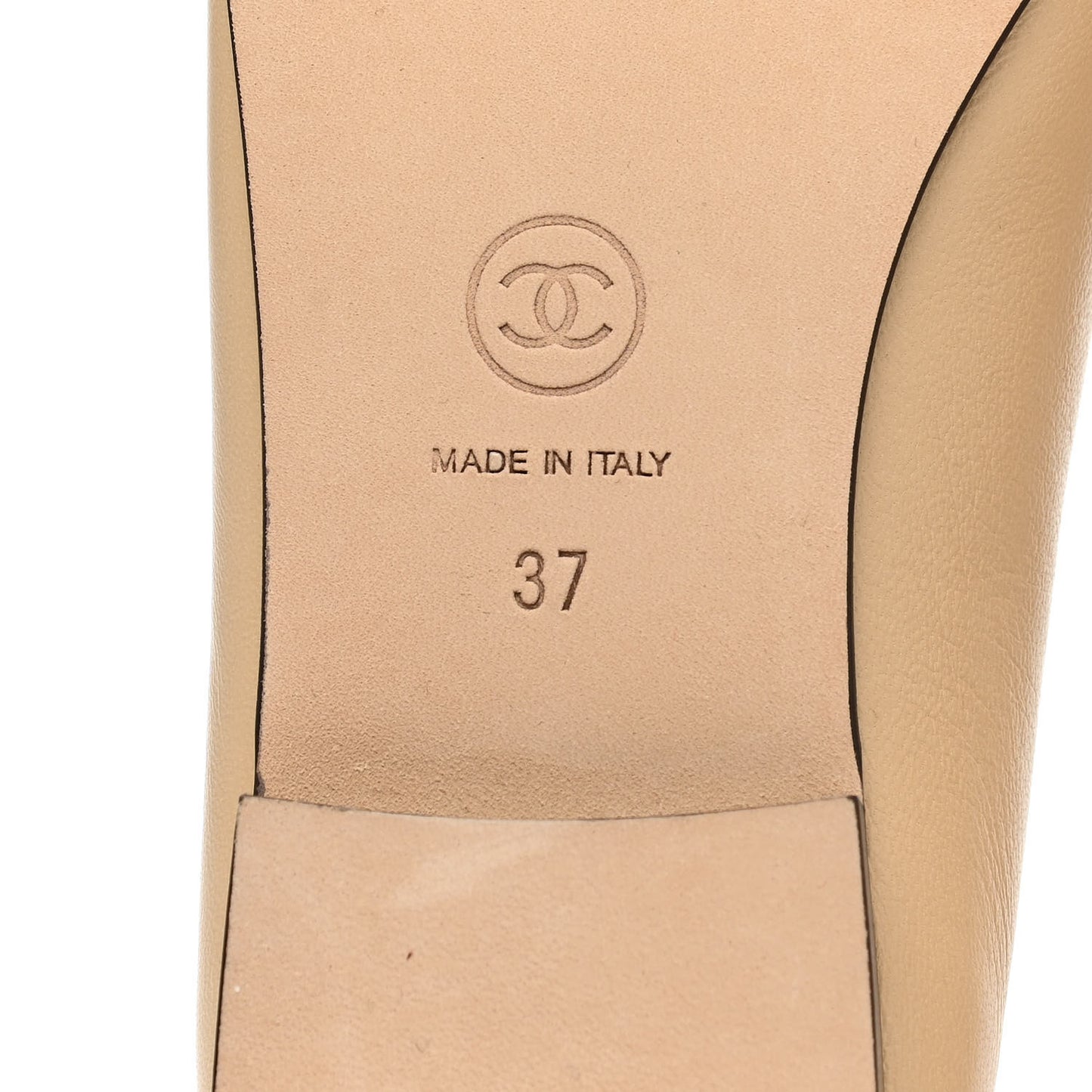 Lambskin Cap Toe CC Ballerina Flats 37 Beige Black