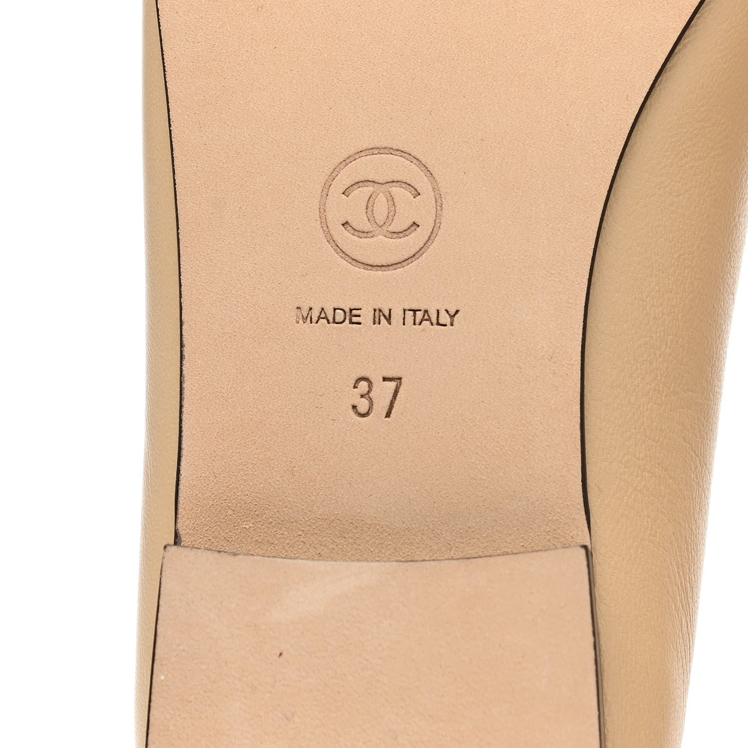 Chanel Lambskin Cap Toe CC Ballerina Flats 37 Beige Black 6 of 9