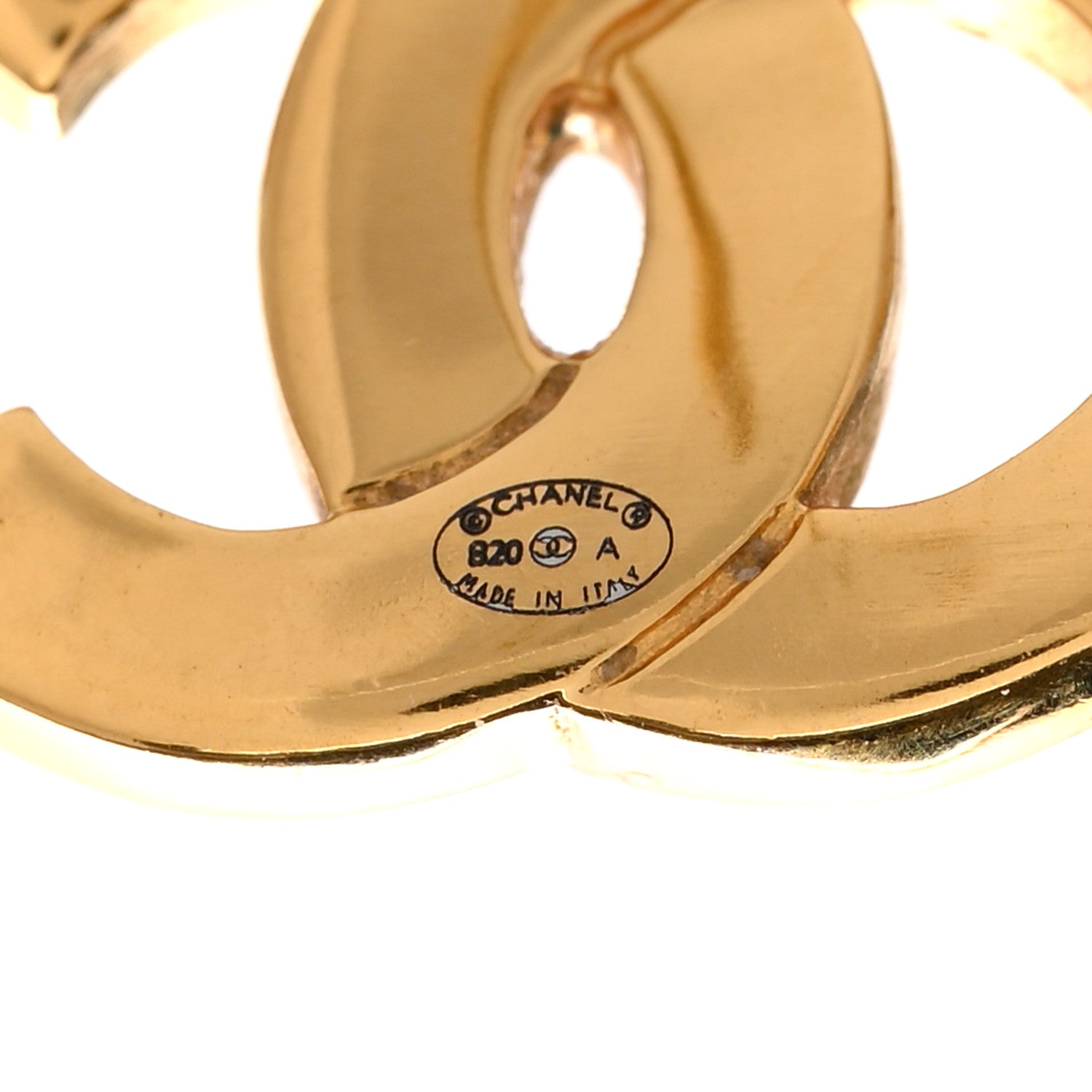 Chanel Metal CC Paris Button Stud Earrings Gold 4 of 4