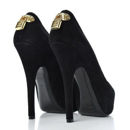 Louis Vuitton Suede Oh Really Peep Toe Pumps 35 Black 4 of 10