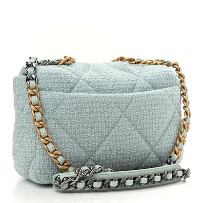 Chanel Tweed Mixed Fibers Quilted Medium Chanel 19 Flap Light Green 3 of 10