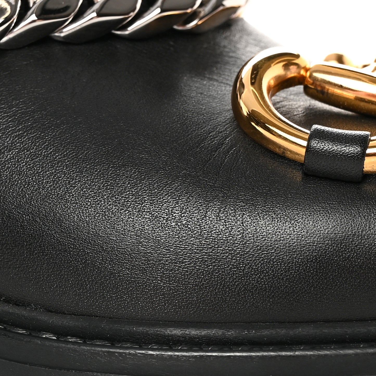 Flores Calfskin Horsebit Chain Ankle Boots 37 Black