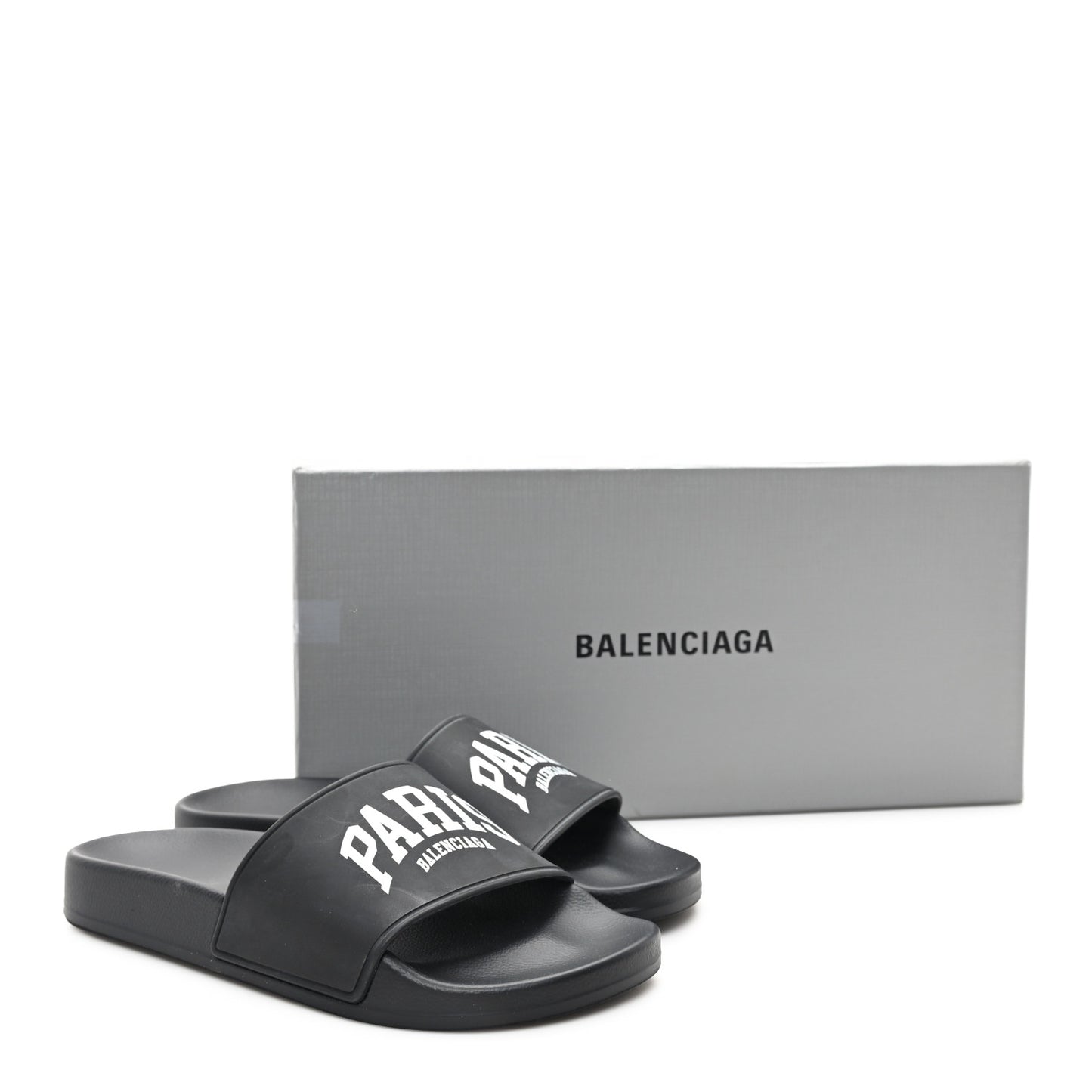 Rubber Paris Logo Womens Slide Sandals 35 Black