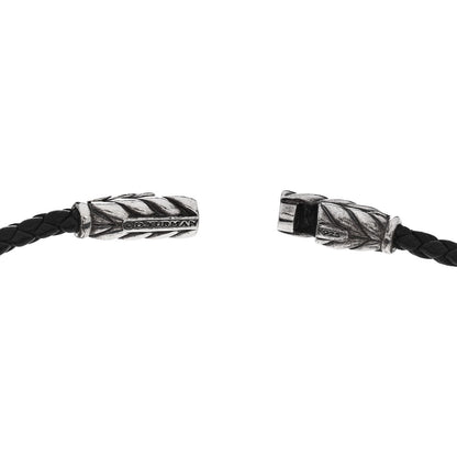 David Yurman Sterling Silver Leather Mens Chevron Triple-Wrap Bracelet Black 4 of 4