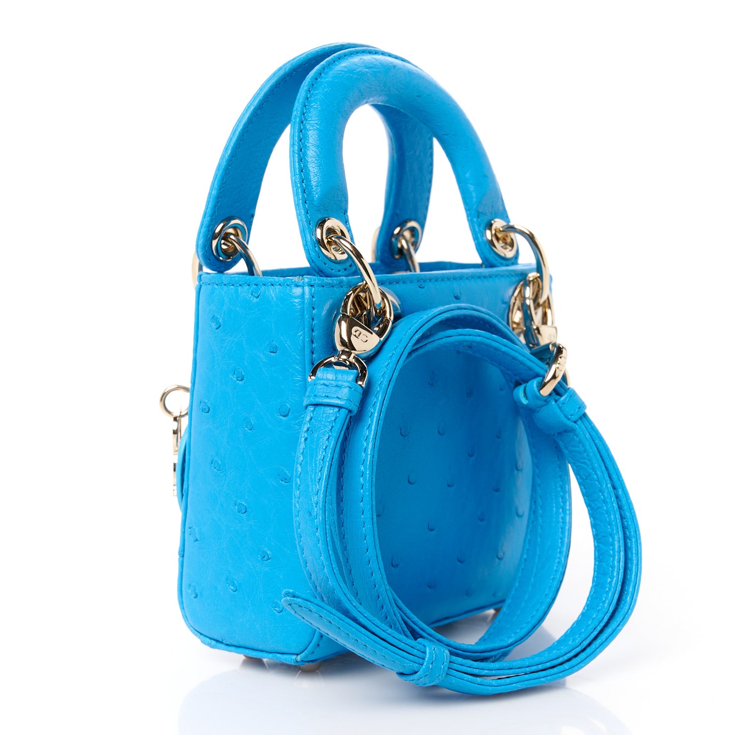 Ostrich Micro Lady Dior Blue