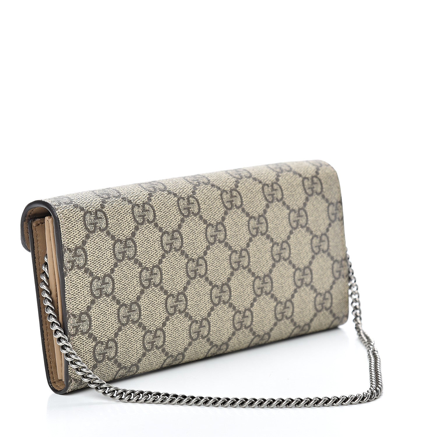 Gucci GG Supreme Monogram Dionysus Chain Clutch Wallet Beige Taupe 2 of 9