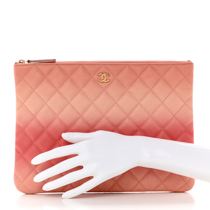 Chanel Caviar Quilted Ombre Medium Cosmetic Case Coral 2 of 9