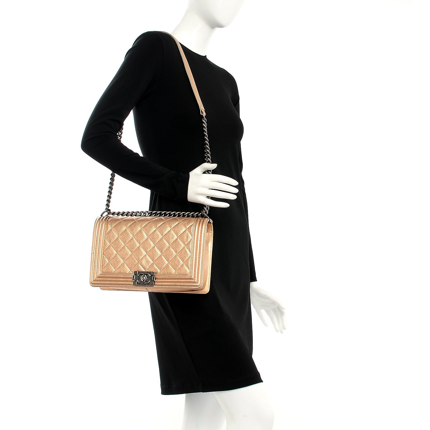 Chanel Perforated Lambskin New Medium Boy Flap Rose Gold 2 of 9