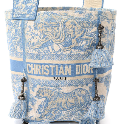 Christian Dior Canvas Reverse Embroidered Toile De Jouy D-Bubble Bucket Bag Blue 8 of 11