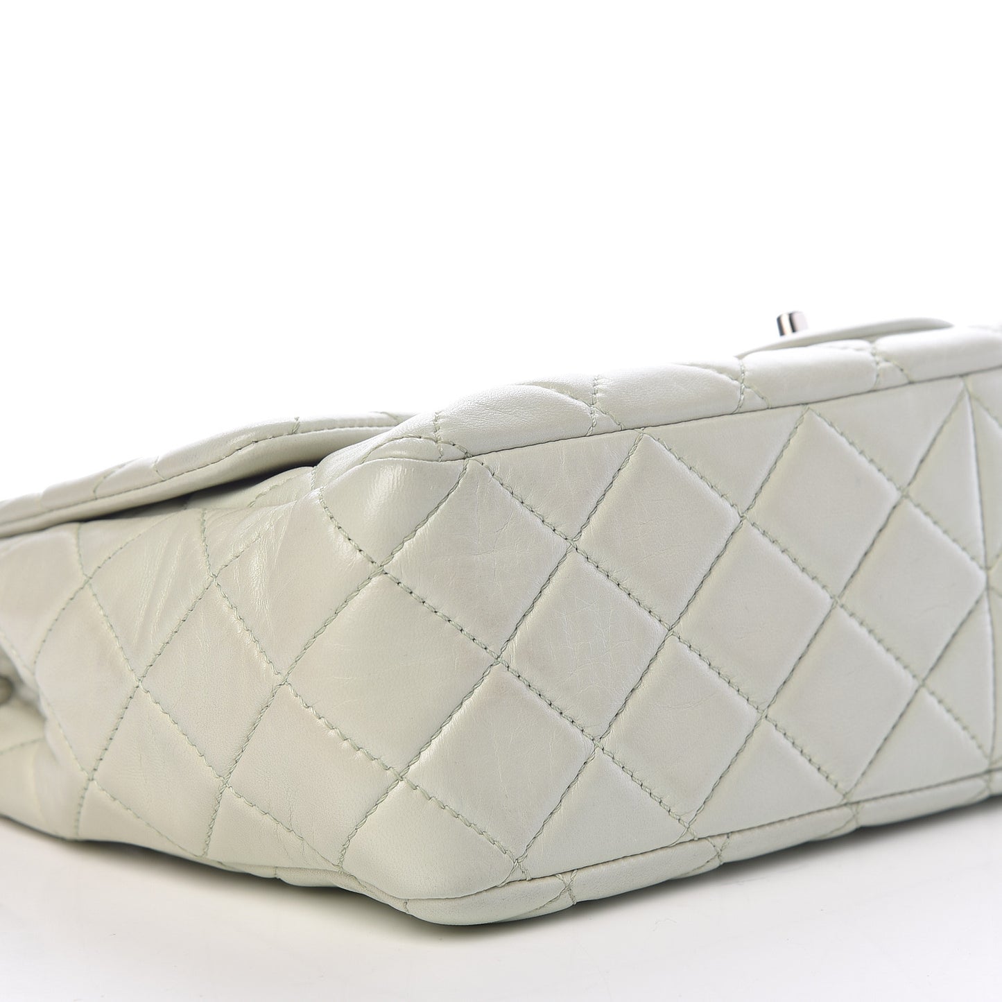 Lambskin Quilted Jumbo Single Flap Green