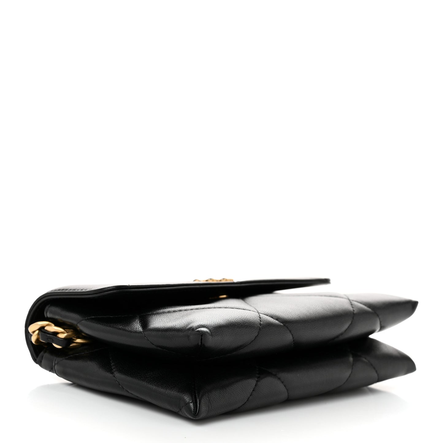 Lambskin Quilted Chanel 19 Flap Clutch Black