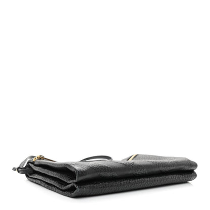 Burberry Signature Grain Calfskin Check Embossed Medium Balmoral Clutch Bag Black 3 of 9