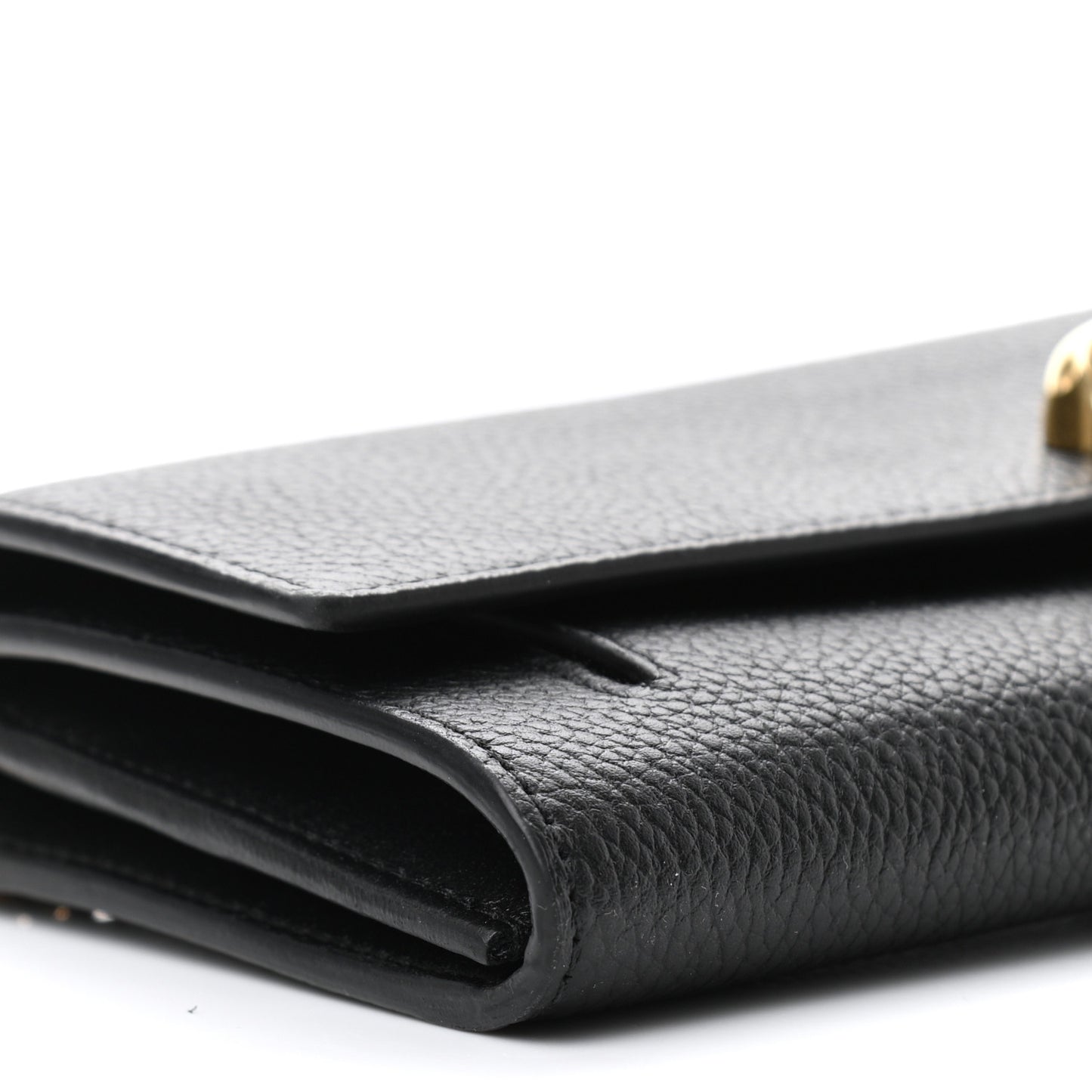 Pebbled Calfskin Skull Wallet on Chain Black