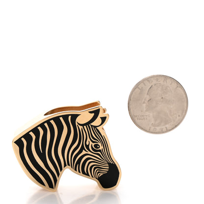Hermes Permabrass Lacquered Zebra Scarf 90 Ring Black 2 of 4