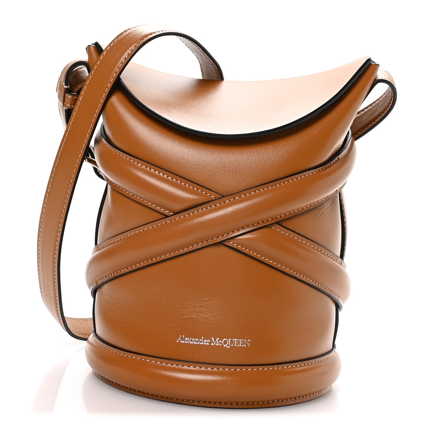 Calfskin Curve Bucket Bag Tan