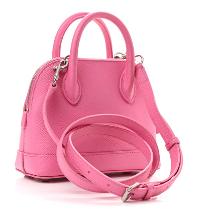 Balenciaga Signature Grained Calfskin Logo XXS Ville Top Handle Bag Rose Bubblegum Black 3 of 10