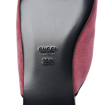 Gucci Velvet Embellished Evening Slippers 35.5 Pink 8 of 10