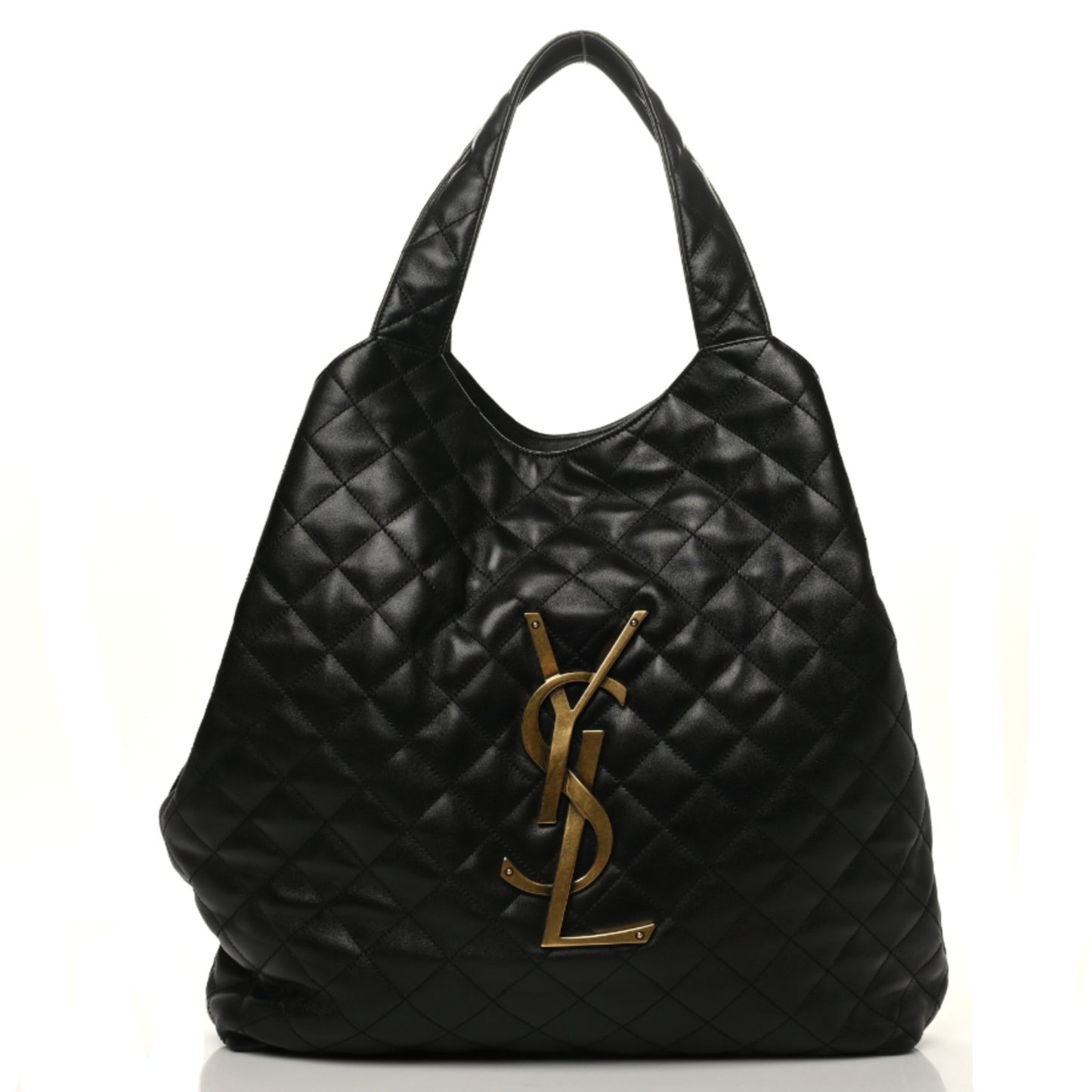 Lambskin Quilted Maxi Icare Shopping Tote Black